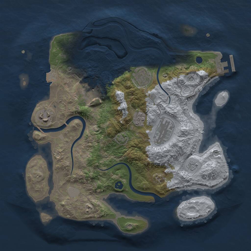Rust Map: Procedural Map, Size: 3000, Seed: 32650, 10 Monuments