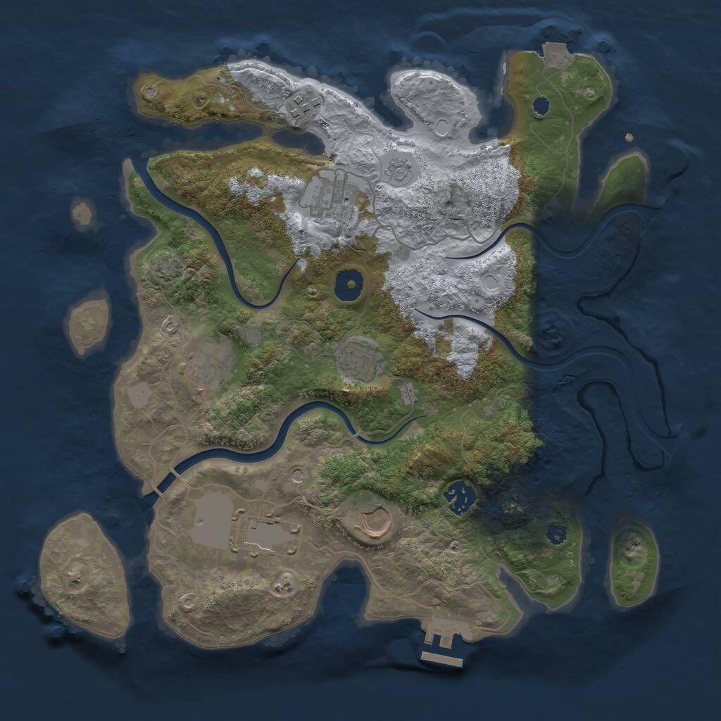Rust Map: Procedural Map, Size: 3500, Seed: 874428902, 12 Monuments