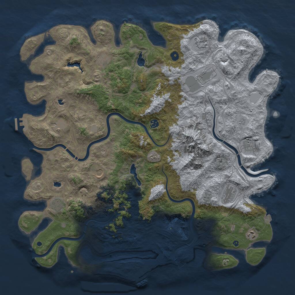 Rust Map: Procedural Map, Size: 5000, Seed: 145643, 17 Monuments