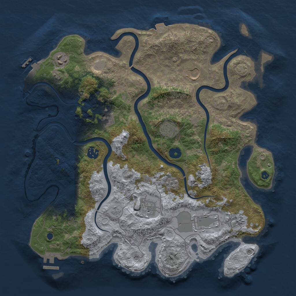 Rust Map: Procedural Map, Size: 3750, Seed: 1281365347, 15 Monuments