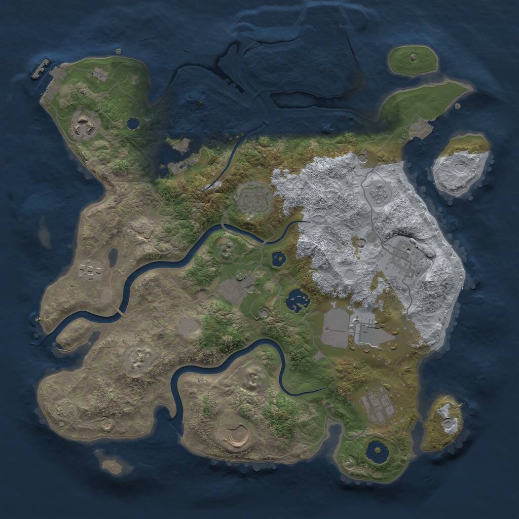 Rust Map: Procedural Map, Size: 3500, Seed: 47694, 16 Monuments