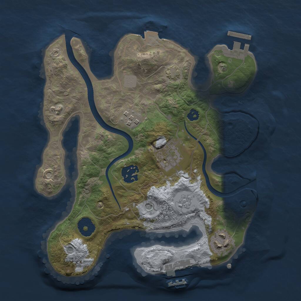 Rust Map: Procedural Map, Size: 2550, Seed: 1838209829, 10 Monuments