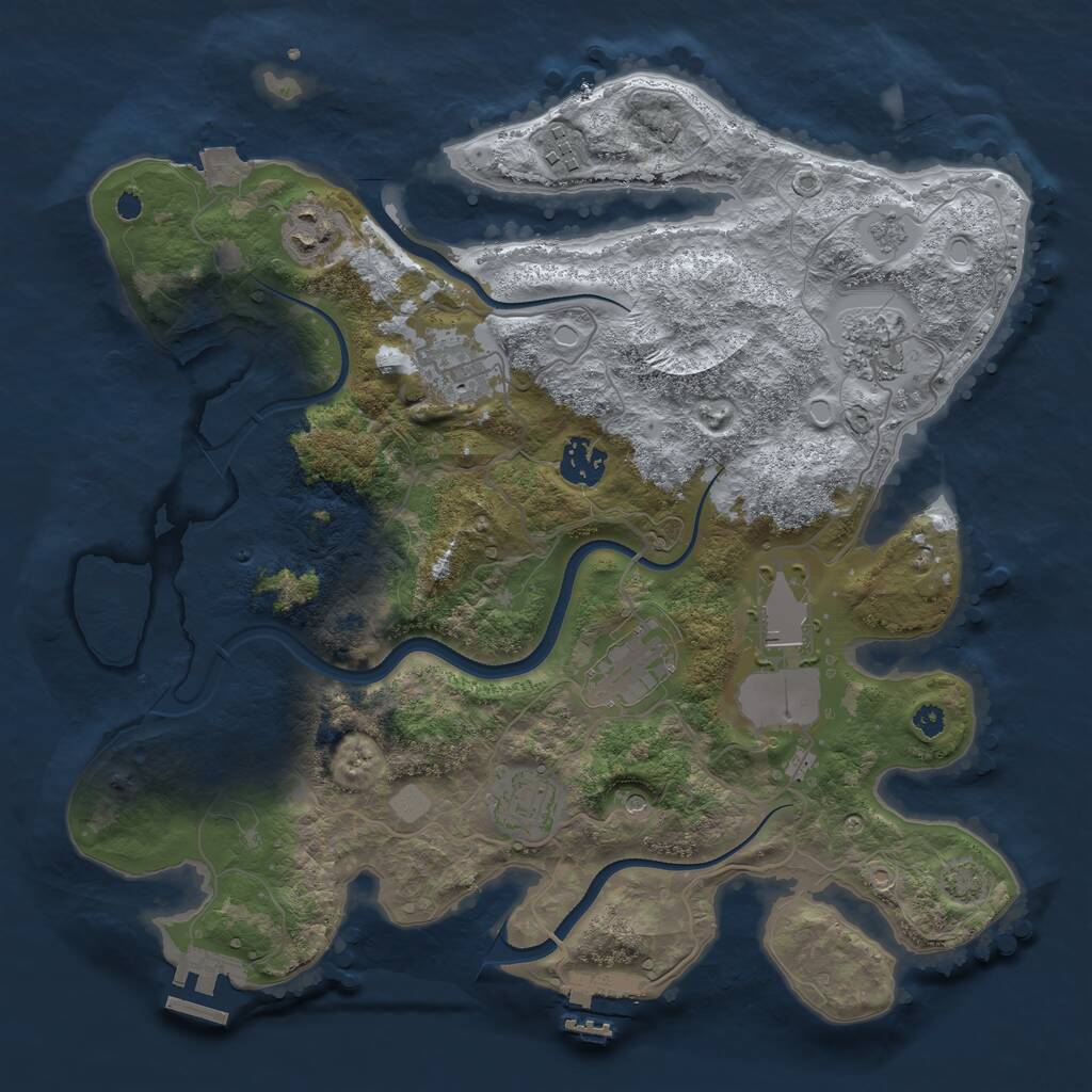 Rust Map: Procedural Map, Size: 3500, Seed: 702192712, 14 Monuments