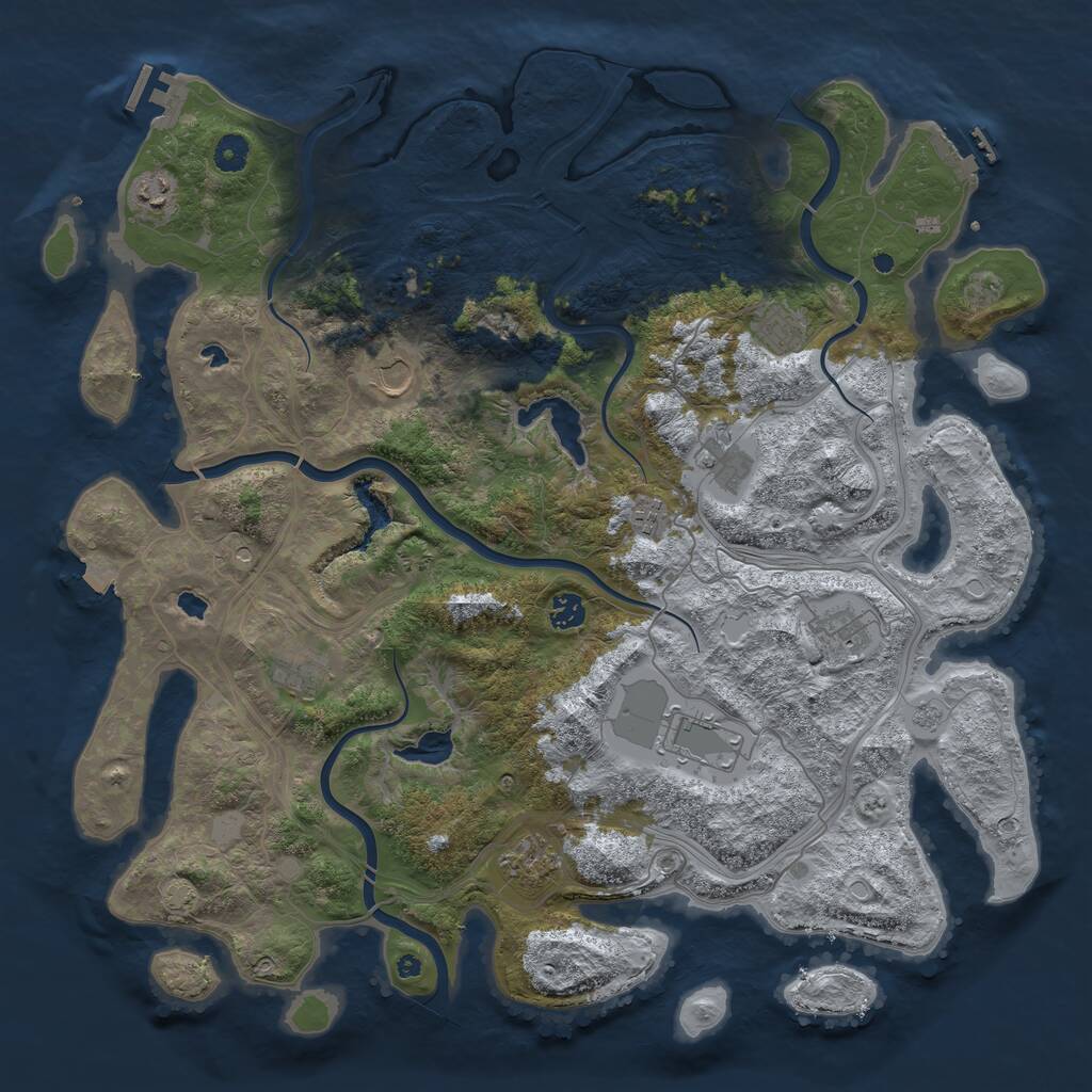 Rust Map: Procedural Map, Size: 4500, Seed: 42398928, 16 Monuments