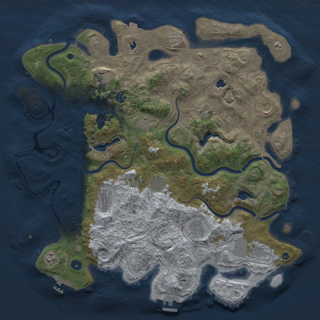 Rust Map: Procedural Map, Size: 4500, Seed: 666777666, 17 Monuments