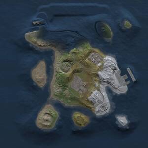 Thumbnail Rust Map: Procedural Map, Size: 2000, Seed: 23298213, 6 Monuments