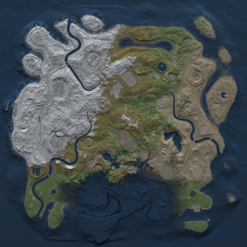 Rust Map: Procedural Map, Size: 4250, Seed: 912282470, 17 Monuments