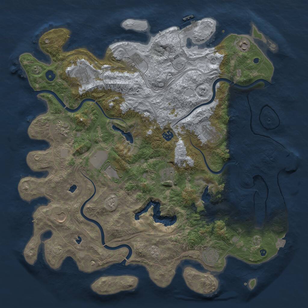 Rust Map: Procedural Map, Size: 4500, Seed: 1412286962, 17 Monuments