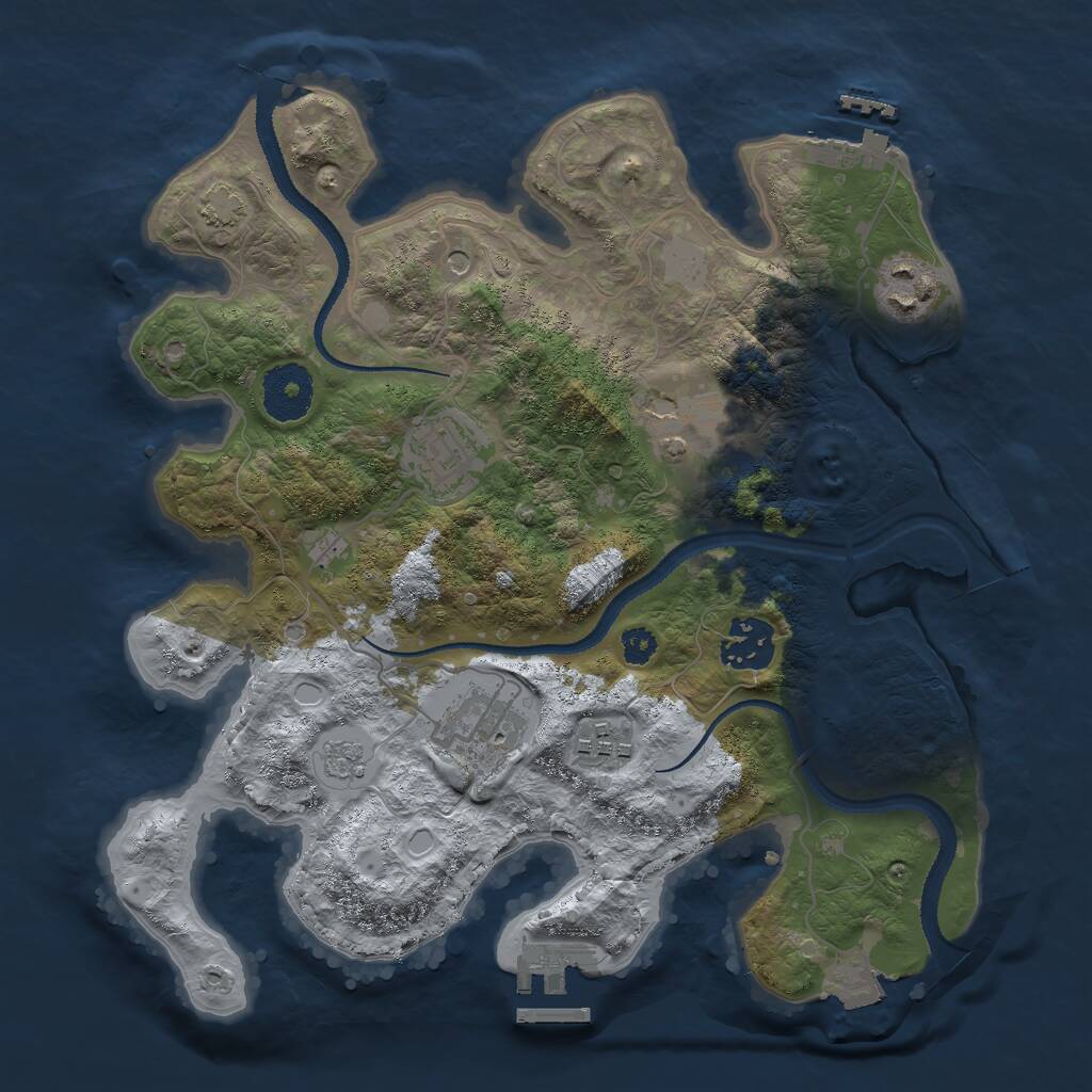 Rust Map: Procedural Map, Size: 3000, Seed: 492657677, 12 Monuments