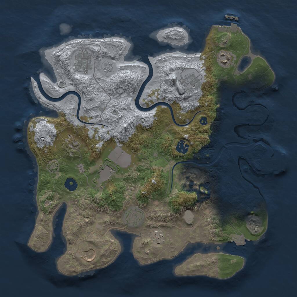 Rust Map: Procedural Map, Size: 3500, Seed: 354761, 15 Monuments