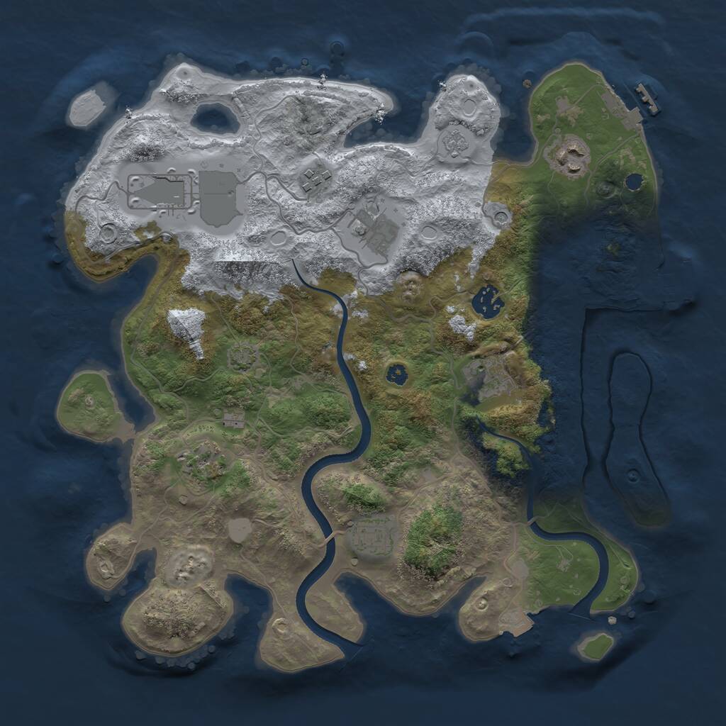 Rust Map: Procedural Map, Size: 3500, Seed: 689945075, 14 Monuments