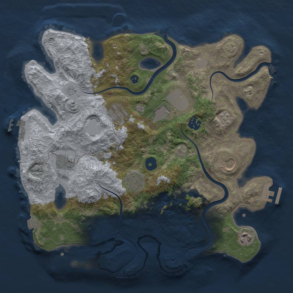 Rust Map: Procedural Map, Size: 3500, Seed: 1733638107, 14 Monuments