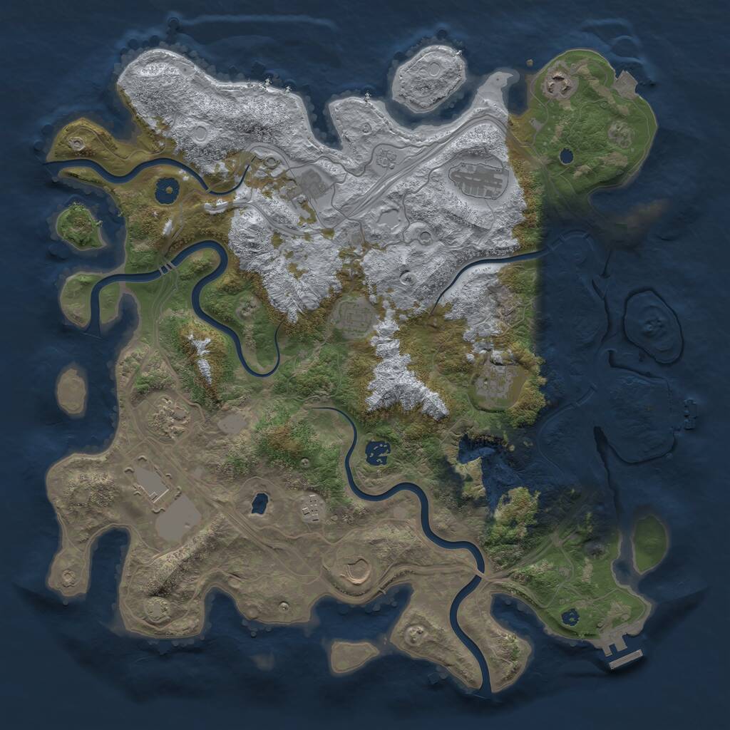 Rust Map: Procedural Map, Size: 4250, Seed: 1986402342, 16 Monuments