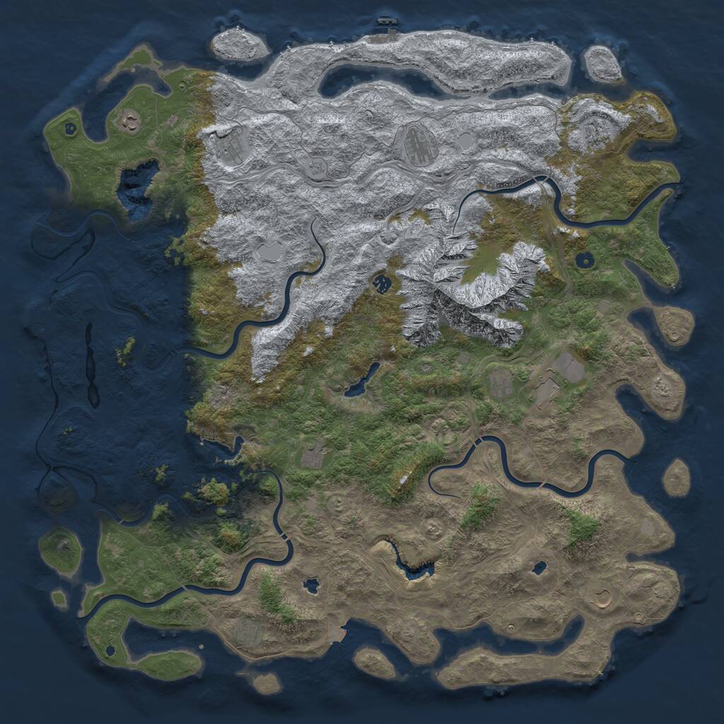 Rust Map: Procedural Map, Size: 6000, Seed: 686532, 17 Monuments