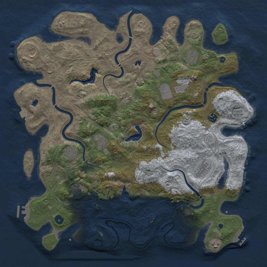 Rust Map: Procedural Map, Size: 4500, Seed: 818486489, 17 Monuments