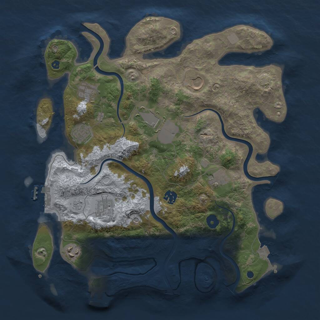 Rust Map: Procedural Map, Size: 3700, Seed: 1455237676, 14 Monuments
