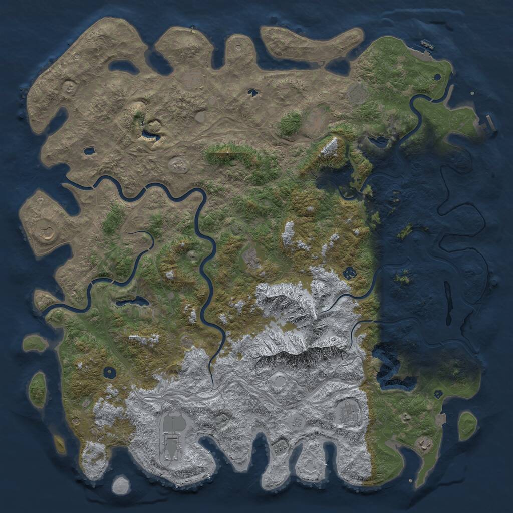 Rust Map: Procedural Map, Size: 6000, Seed: 969078897, 17 Monuments