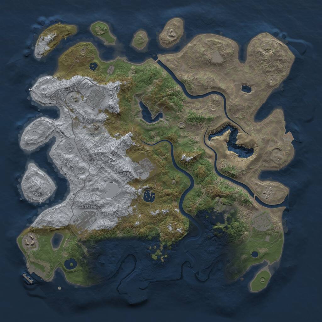 Rust Map: Procedural Map, Size: 4000, Seed: 6852, 14 Monuments