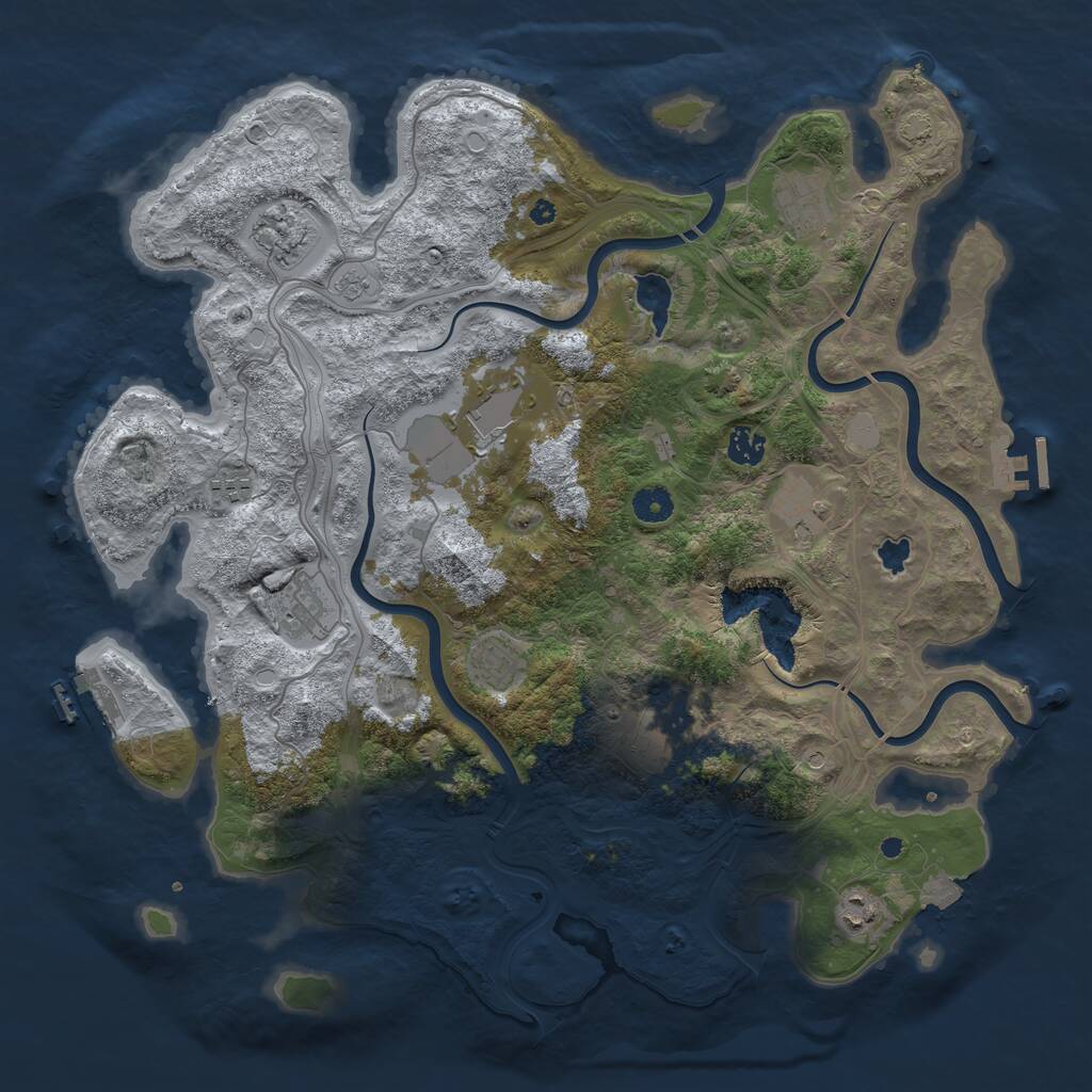 Rust Map: Procedural Map, Size: 4250, Seed: 4305433, 16 Monuments