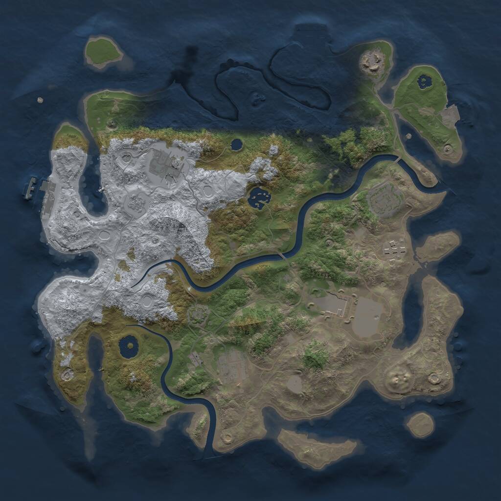 Rust Map: Procedural Map, Size: 3500, Seed: 1151299909, 13 Monuments