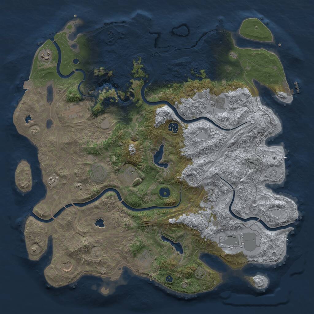 Rust Map: Procedural Map, Size: 4500, Seed: 1533636042, 17 Monuments