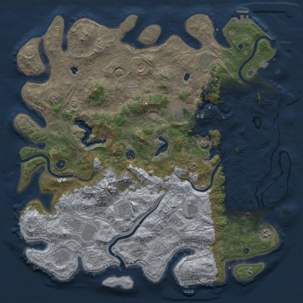 Rust Map: Procedural Map, Size: 5000, Seed: 23156886, 17 Monuments