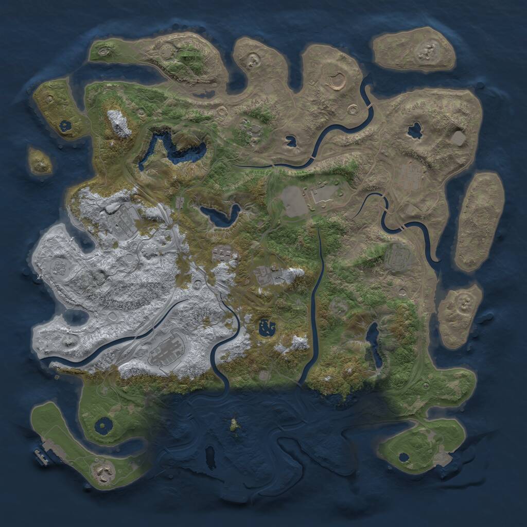Rust Map: Procedural Map, Size: 4500, Seed: 760524883, 17 Monuments