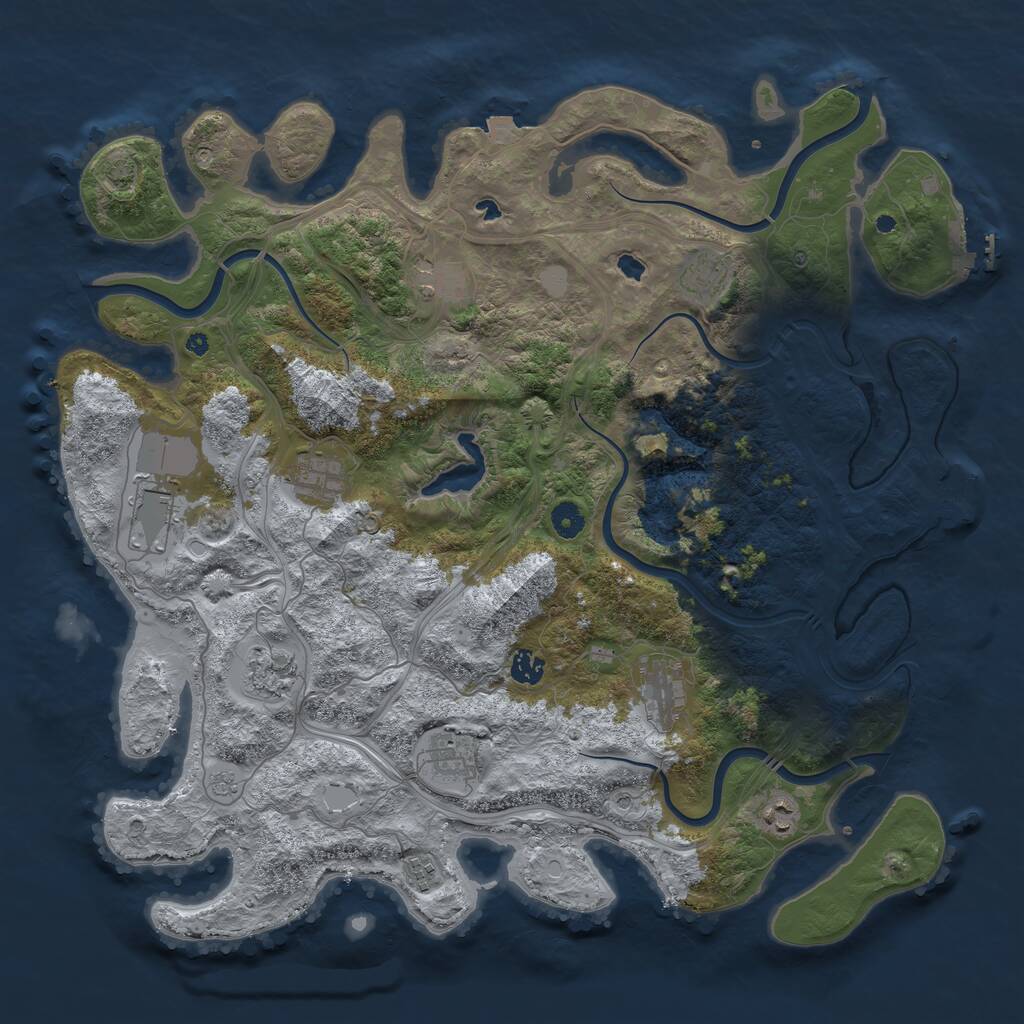 Rust Map: Procedural Map, Size: 4500, Seed: 154443134, 16 Monuments