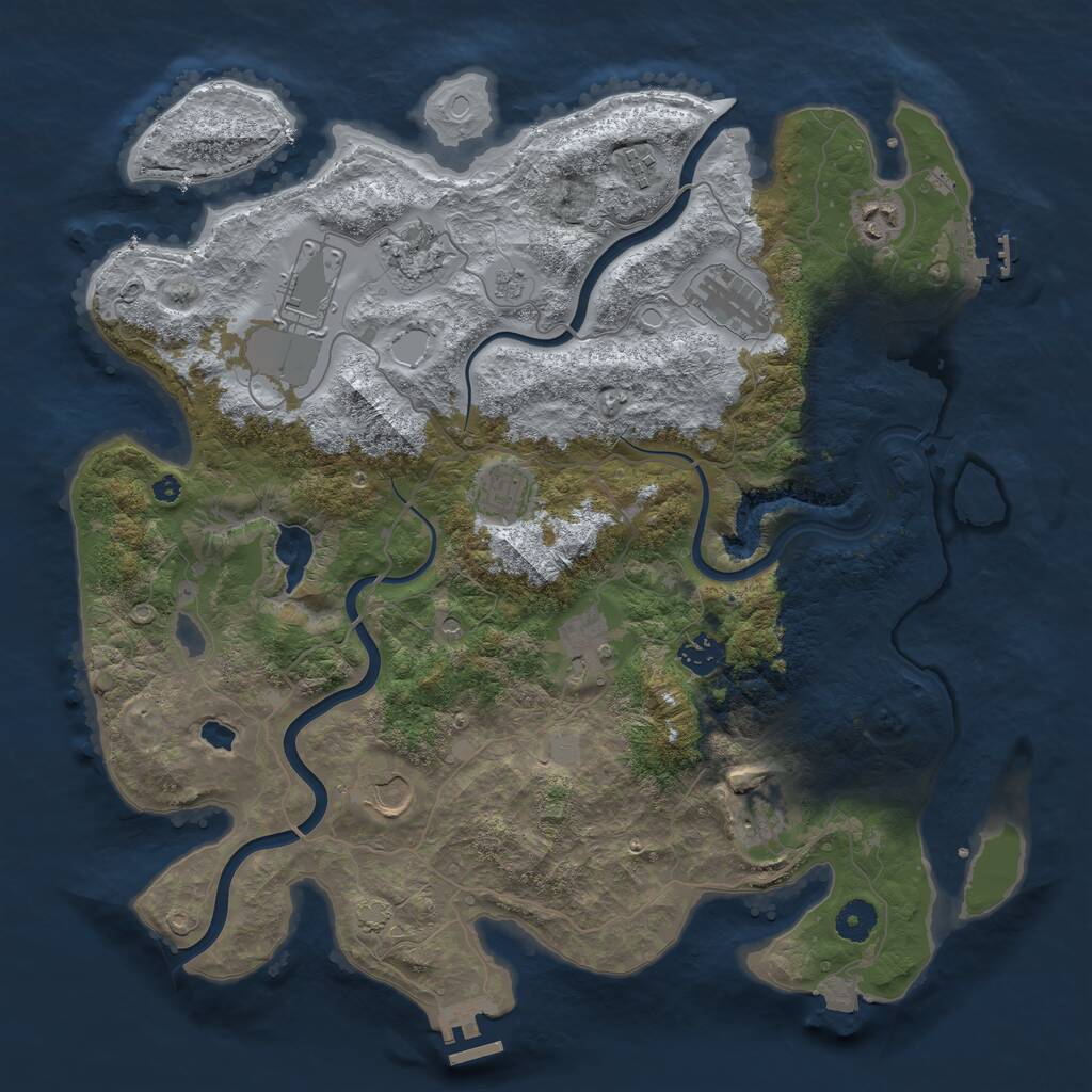 Rust Map: Procedural Map, Size: 4000, Seed: 11907, 16 Monuments