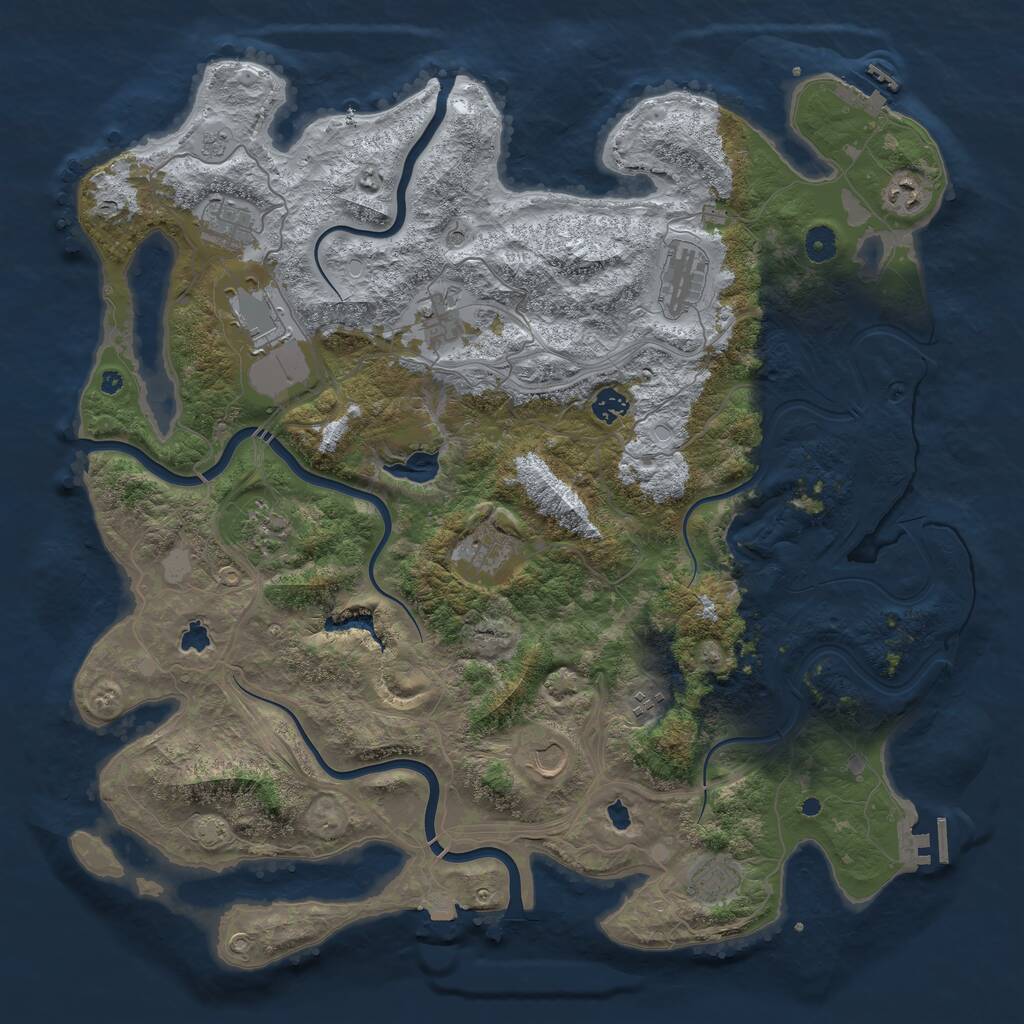 Rust Map: Procedural Map, Size: 4500, Seed: 1579485788, 17 Monuments