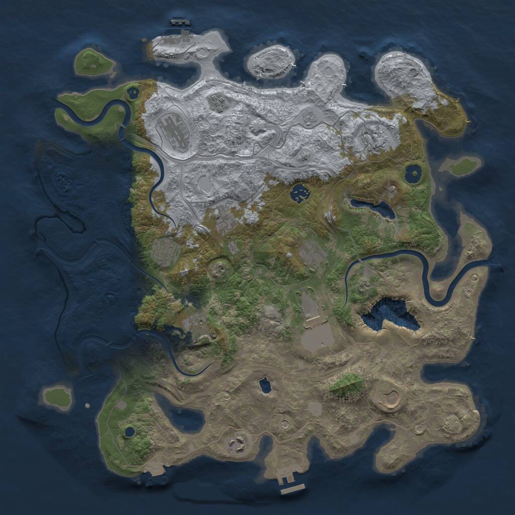 Rust Map: Procedural Map, Size: 4250, Seed: 1841246559, 17 Monuments