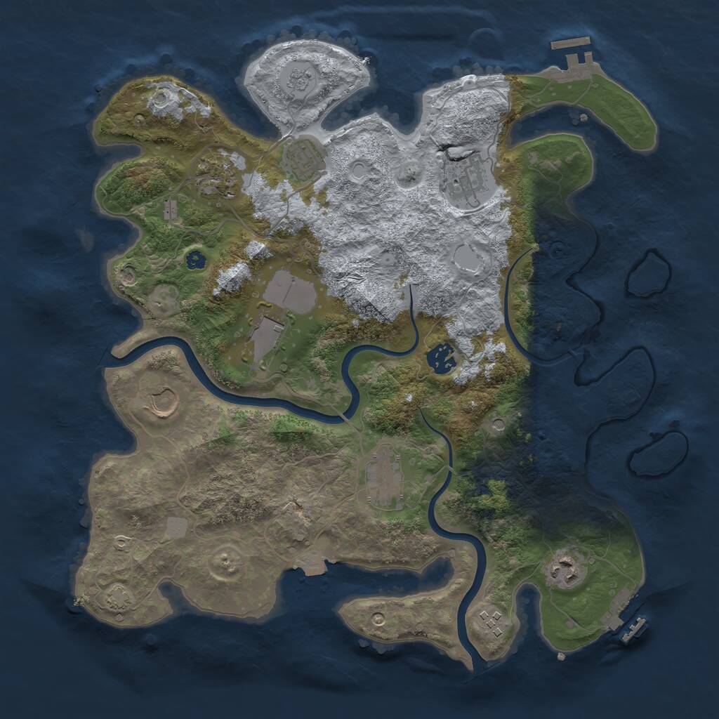 Rust Map: Procedural Map, Size: 3700, Seed: 1947608861, 15 Monuments