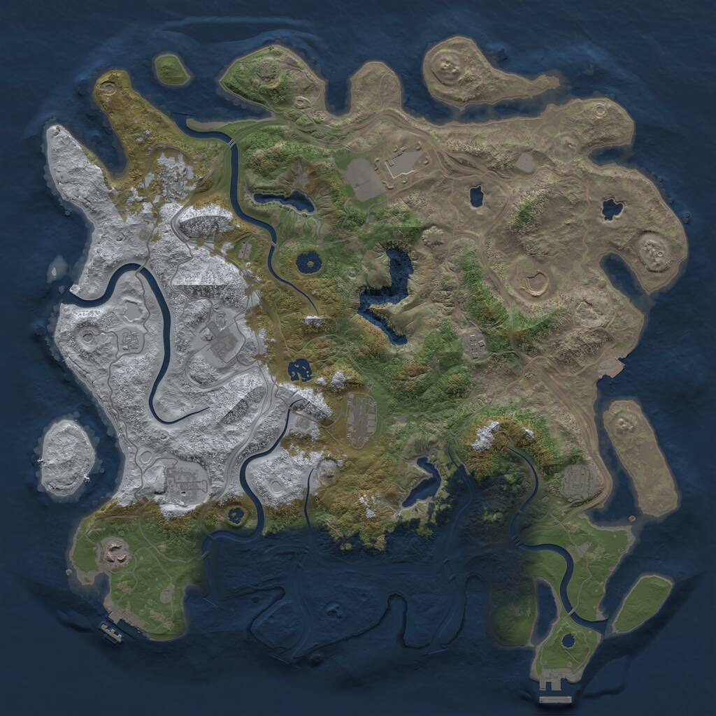 Rust Map: Procedural Map, Size: 4500, Seed: 975185612, 16 Monuments