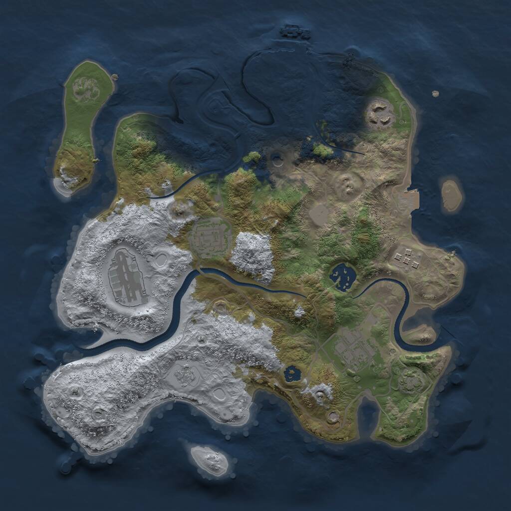 Rust Map: Procedural Map, Size: 3000, Seed: 48765, 11 Monuments