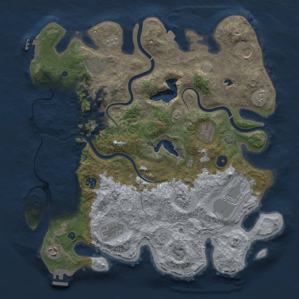 Rust Map: Procedural Map, Size: 4000, Seed: 2106622258, 15 Monuments
