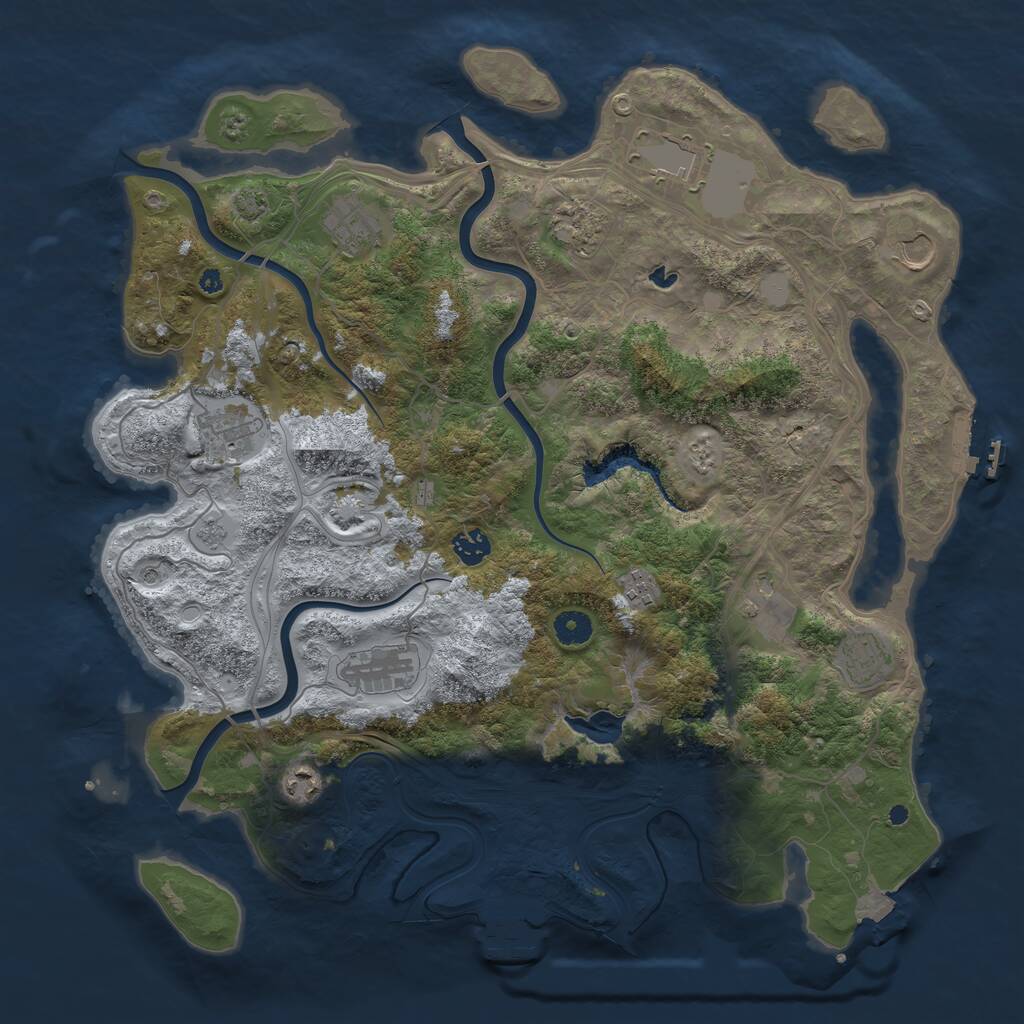 Rust Map: Procedural Map, Size: 4250, Seed: 956930316, 17 Monuments