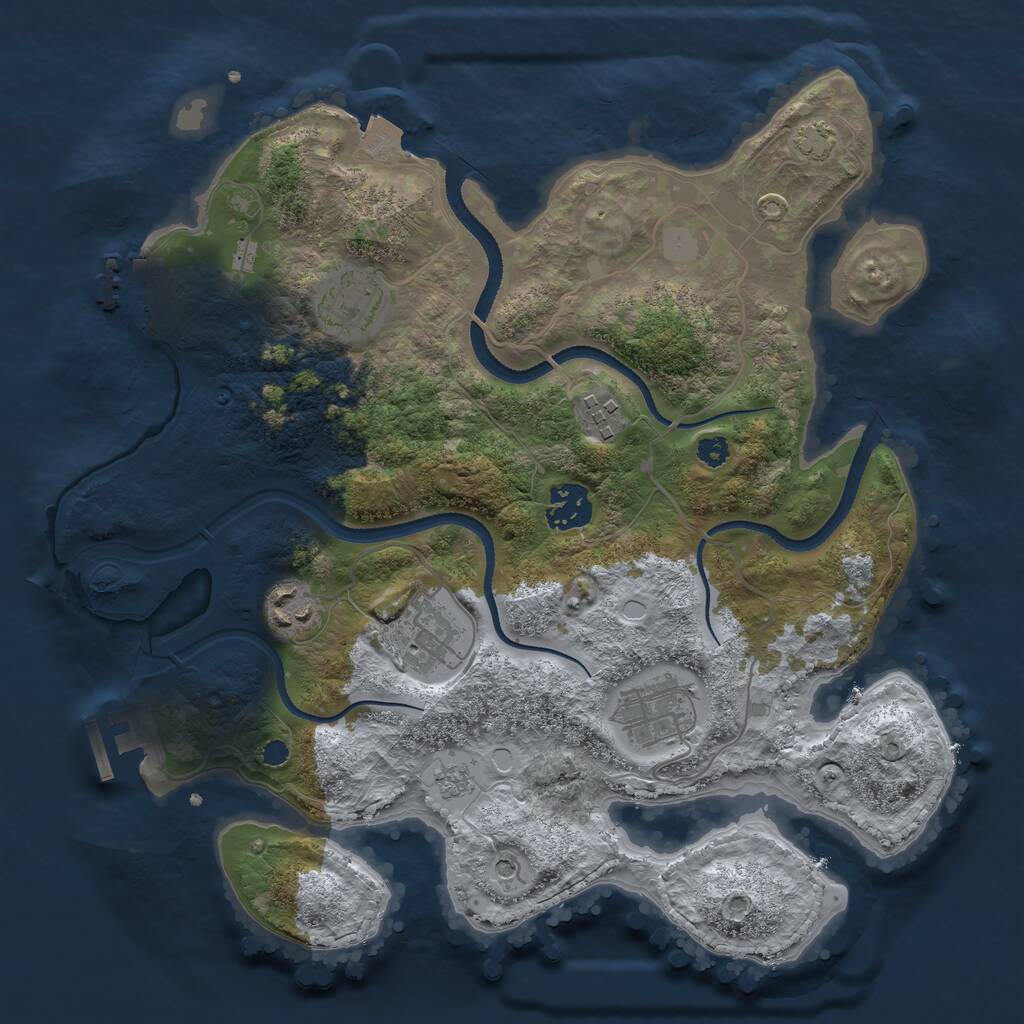 Rust Map: Procedural Map, Size: 3250, Seed: 4545, 12 Monuments