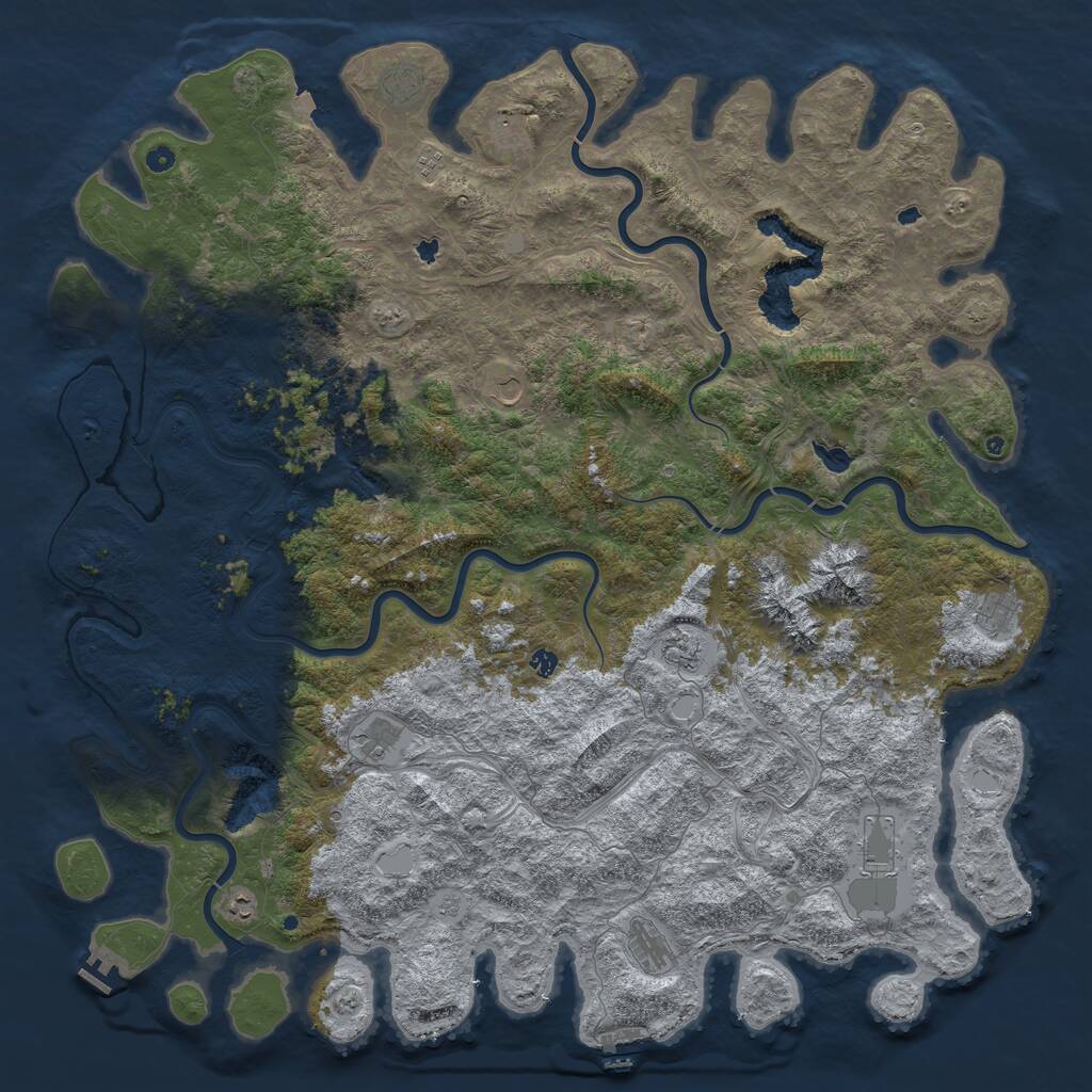 Rust Map: Procedural Map, Size: 6000, Seed: 193807484, 17 Monuments