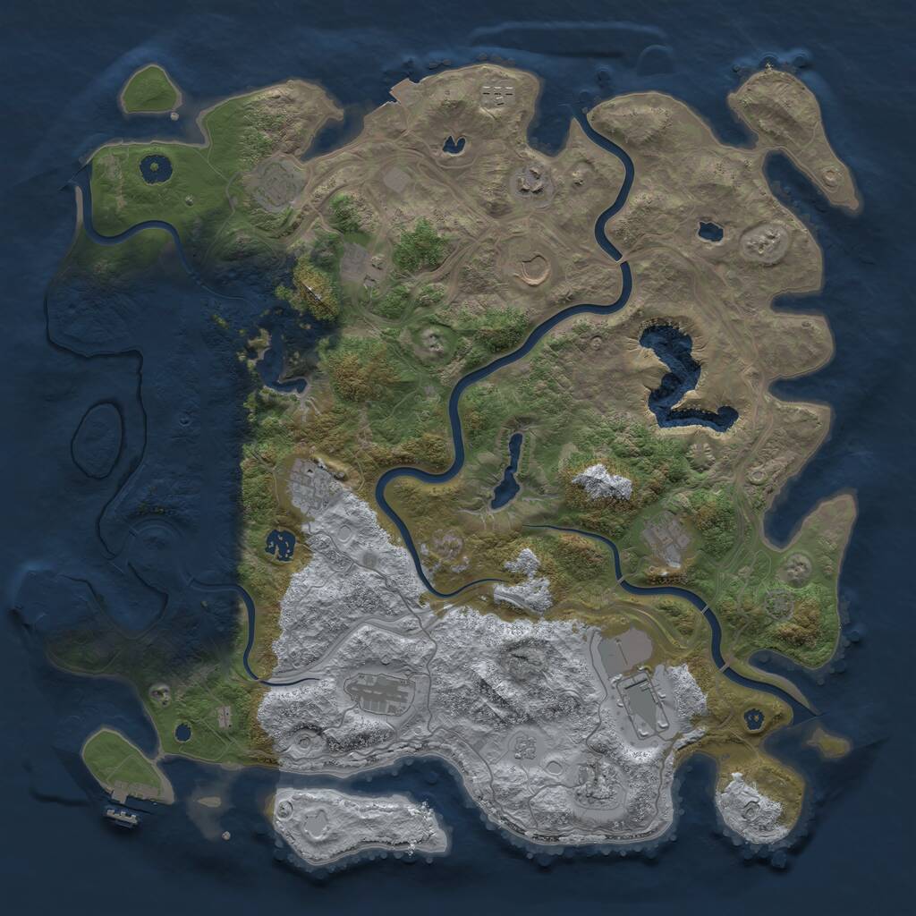 Rust Map: Procedural Map, Size: 4500, Seed: 1025264353, 17 Monuments