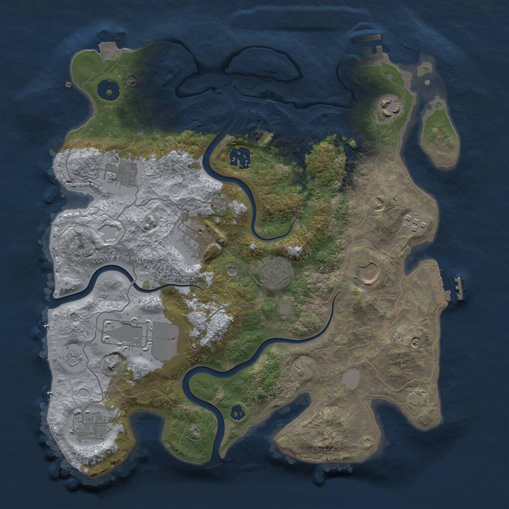 Rust Map: Procedural Map, Size: 3500, Seed: 145891979, 15 Monuments