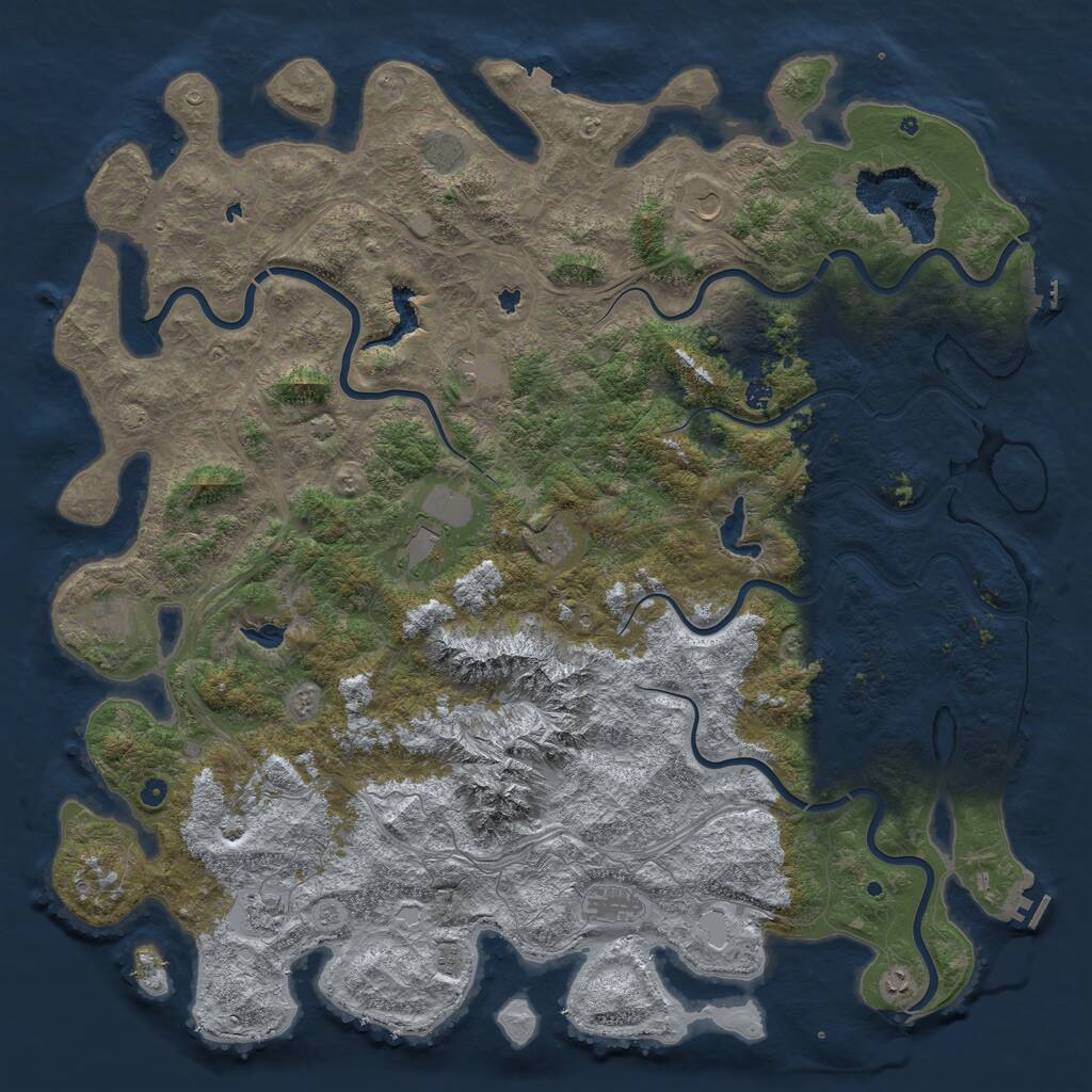 Rust Map: Procedural Map, Size: 6000, Seed: 578328643, 17 Monuments