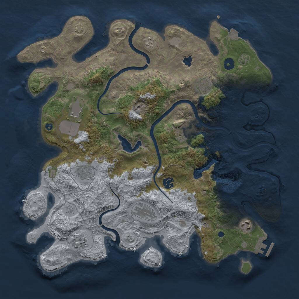 Rust Map: Procedural Map, Size: 4000, Seed: 2117730247, 14 Monuments