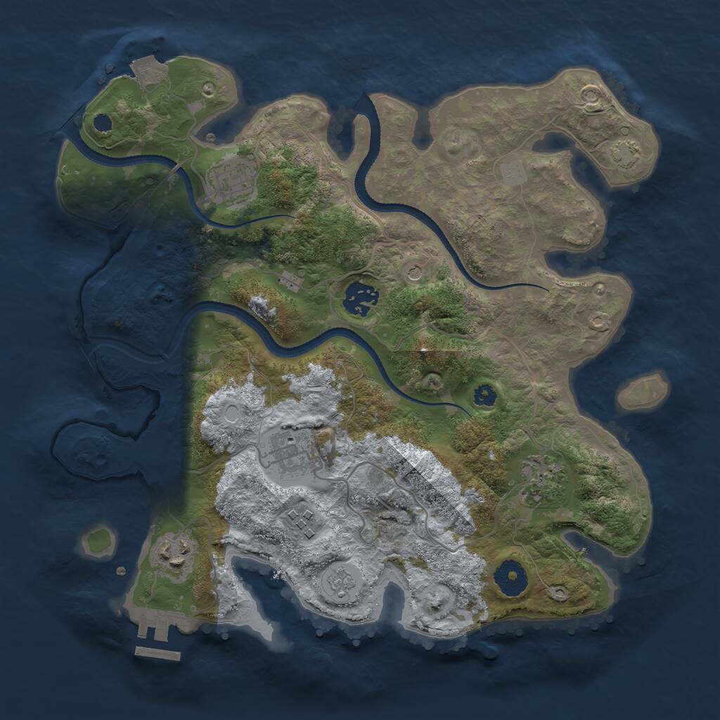 Rust Map: Procedural Map, Size: 3200, Seed: 46895, 11 Monuments