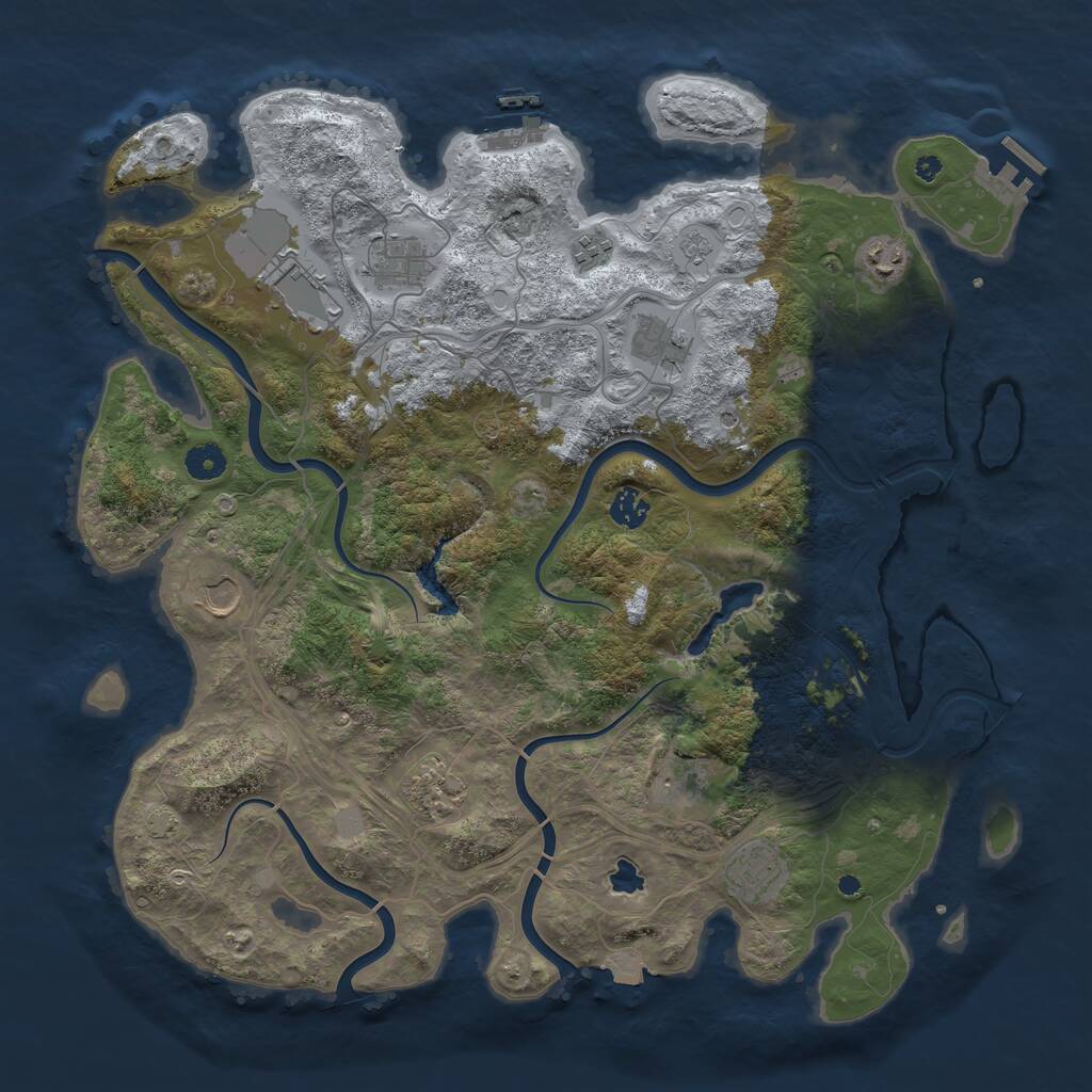 Rust Map: Procedural Map, Size: 4250, Seed: 1145778685, 16 Monuments