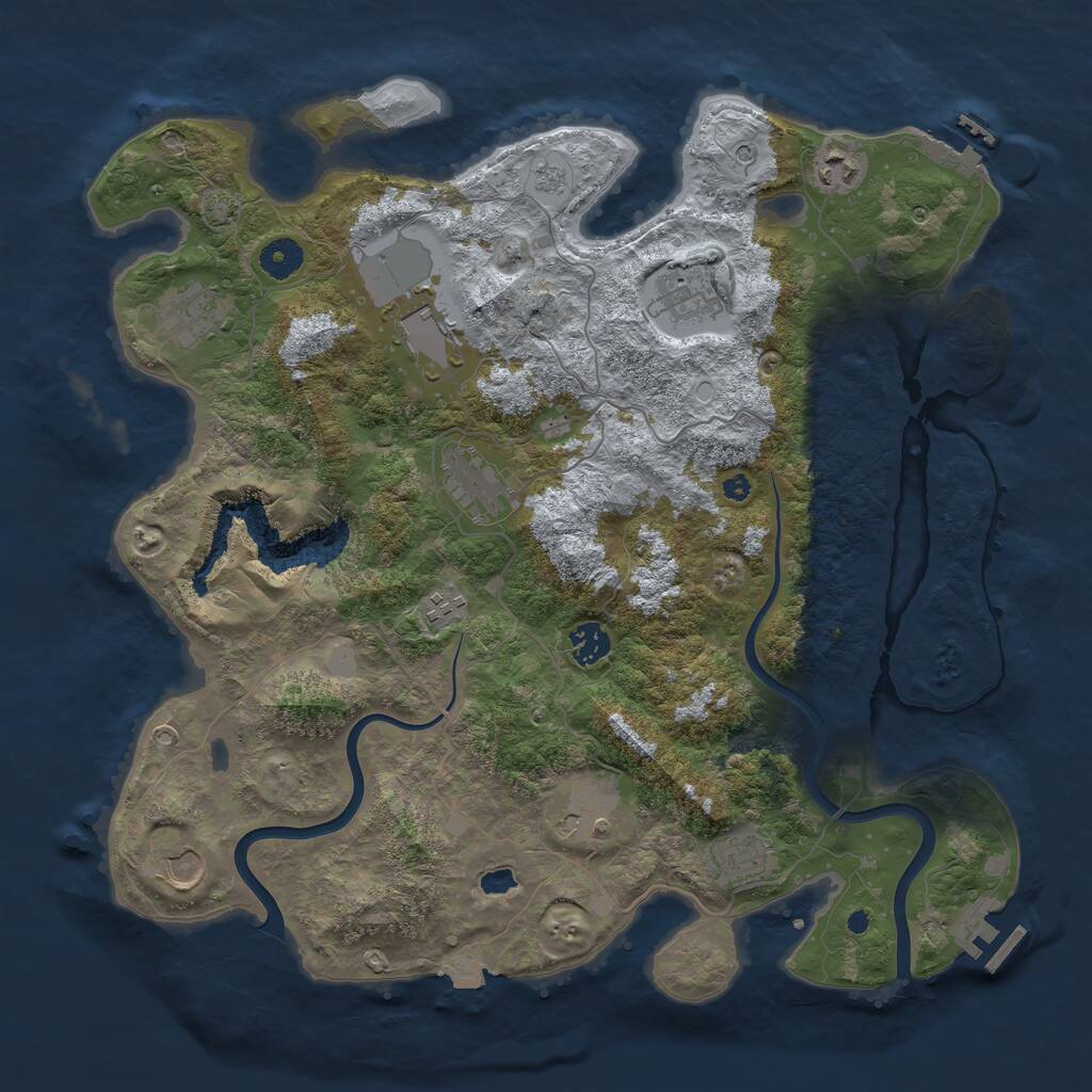 Rust Map: Procedural Map, Size: 4000, Seed: 425632145, 16 Monuments