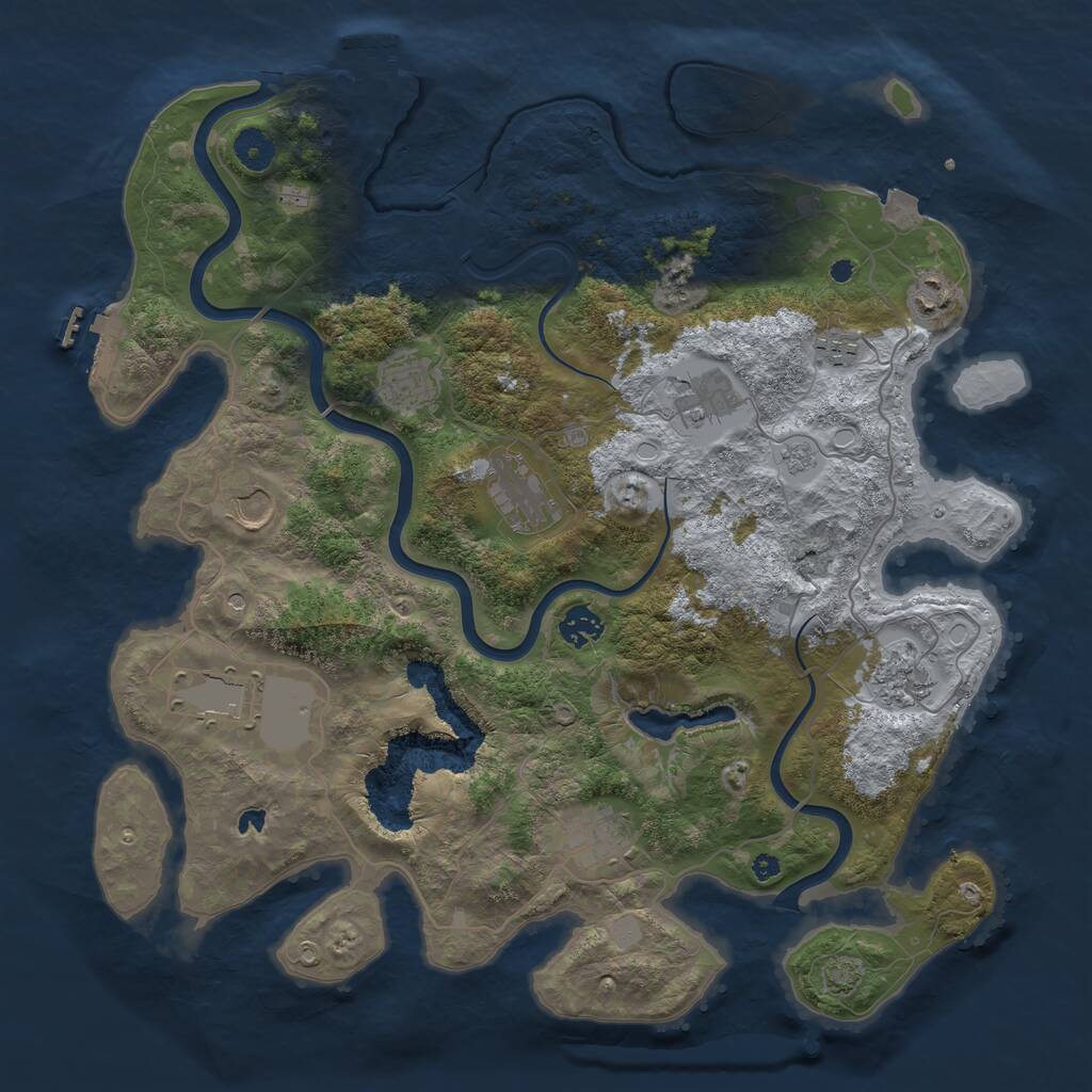 Rust Map: Procedural Map, Size: 4000, Seed: 648703574, 16 Monuments