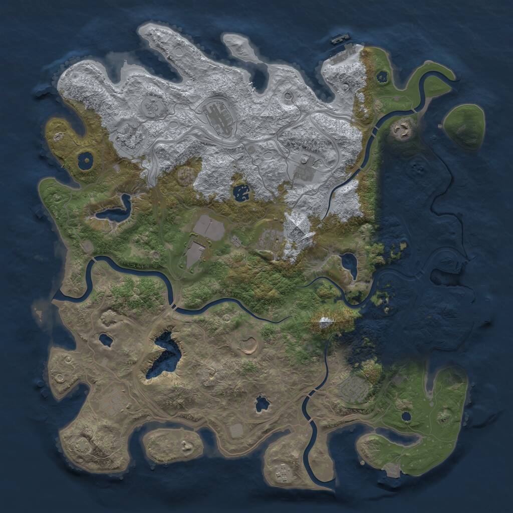 Rust Map: Procedural Map, Size: 4500, Seed: 1243385417, 17 Monuments