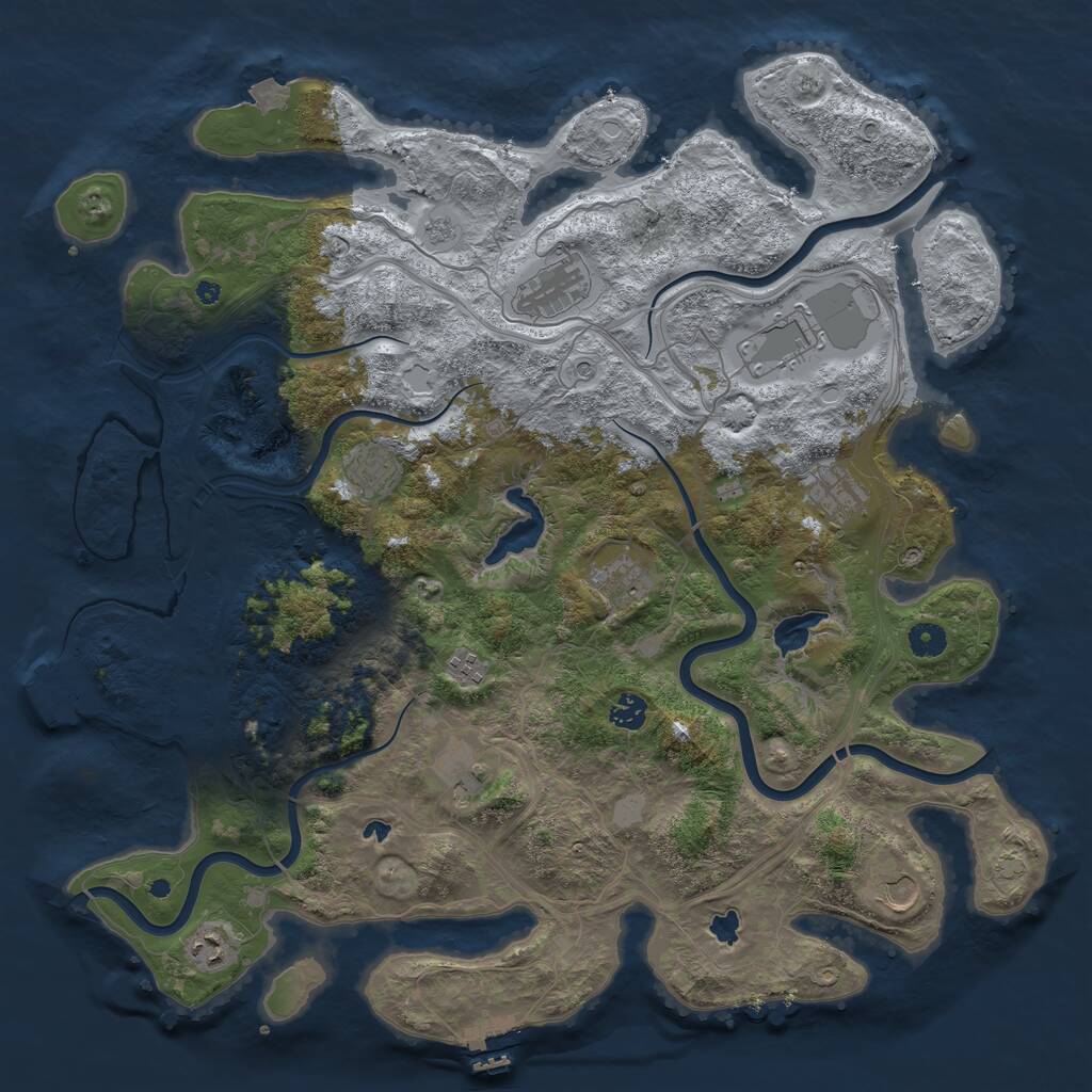 Rust Map: Procedural Map, Size: 4500, Seed: 209036295, 16 Monuments