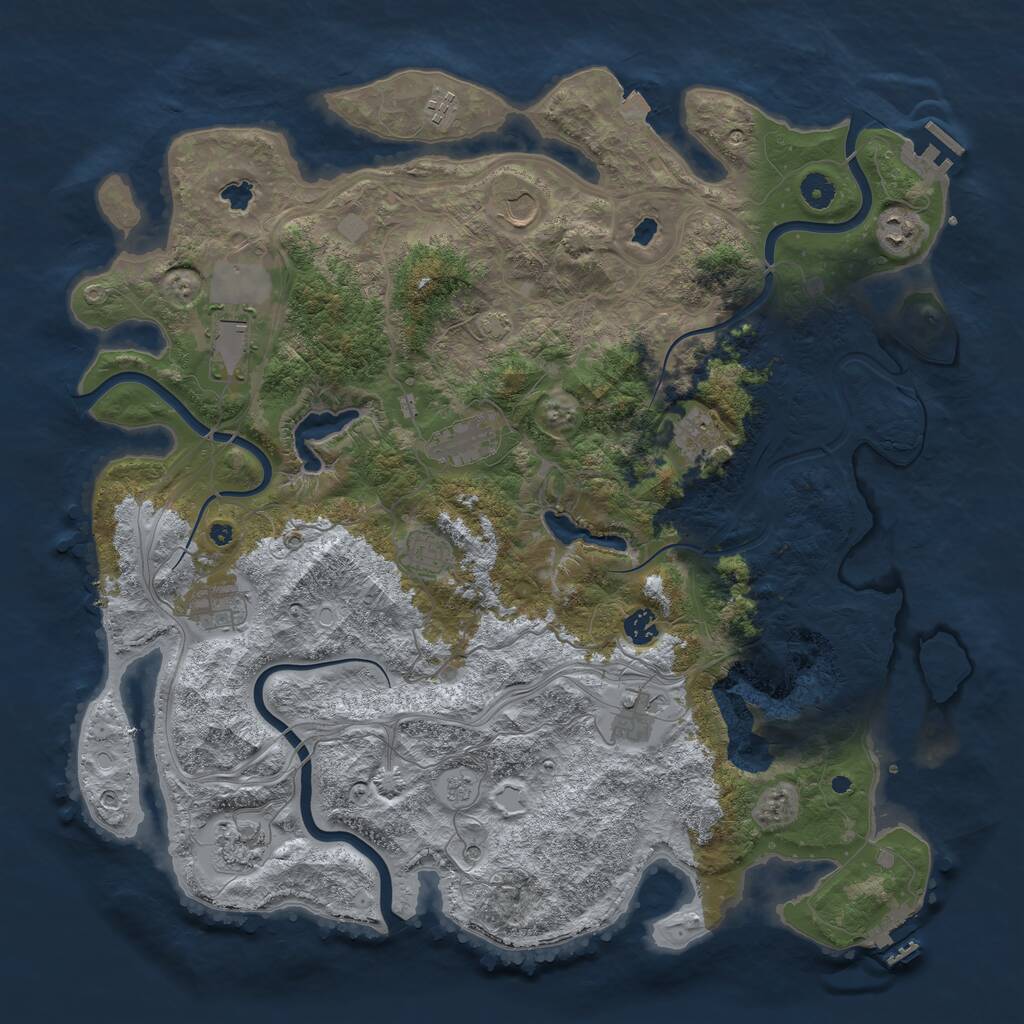 Rust Map: Procedural Map, Size: 4500, Seed: 1408084365, 17 Monuments