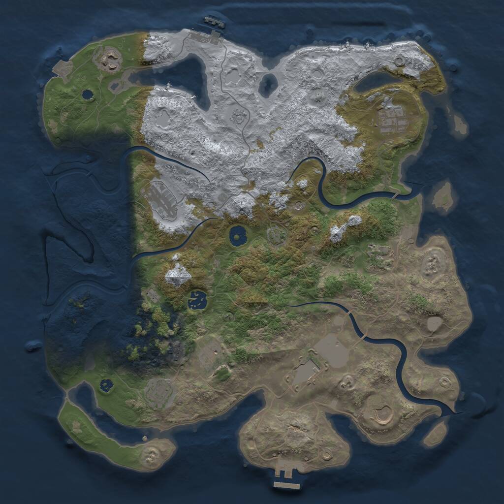 Rust Map: Procedural Map, Size: 3900, Seed: 67830, 16 Monuments